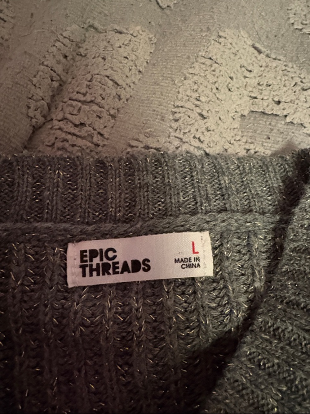 Epic Threads Gray Metallic Ribbed Knit Sweater - Picture 2 of 2